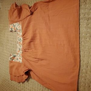 G+E Grace & Emma Women's Orange Square Neck Blouse Size XL Cotton